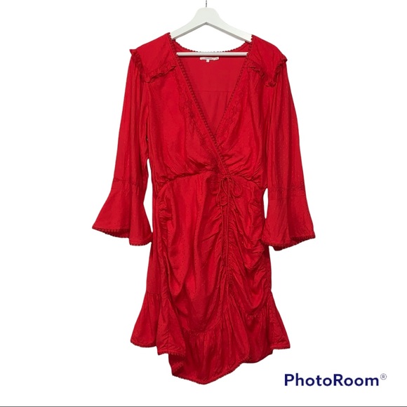 NEW Tularosa Joannie Wrap Dress Bright Red Sz L - Picture 2 of 13